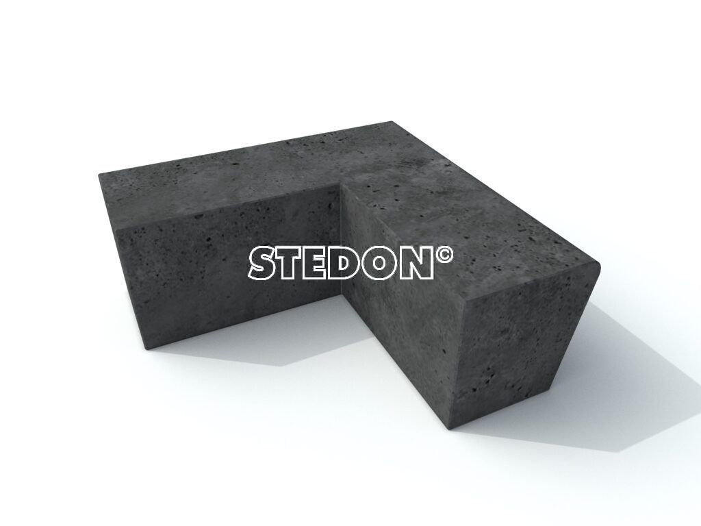 Antraciet beton, Parkranden, stadsranden, Parkrand, 90˚Hoek element beton, Zit element, zit elementen, zitelement, zitelementen, beton, betonnen zit element, zitblok, zitblok 90˚ hoek, antraciet beton